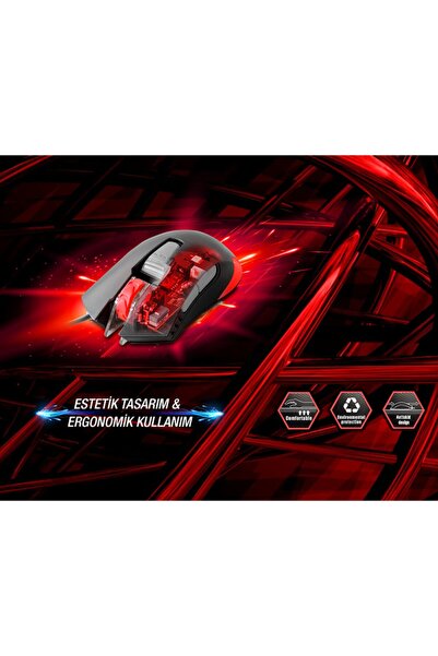 Addison Rampage Rampage Smx-r11 Cyrex Usb Siyah/kırmızı 1200-4000dpi Makrolu ...