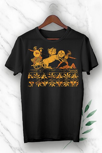 perseusshopping Μαύρο μπλουζάκι Unisex με στάμπα Trojan Prince Hector