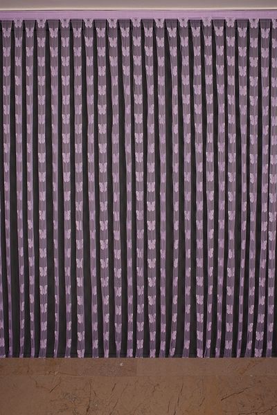 AKÇA TEKSTİL Butterfly Model Lilac Color Rope Curtain Ready-made Buttons Sewn Rope Curtain