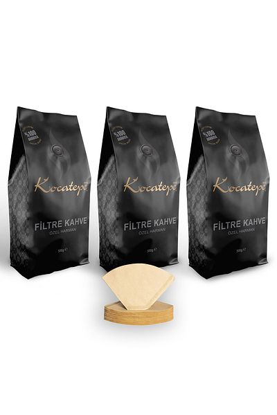 KOCATEPE KAHVE Filter Coffee 3 X 500 Gr + Foil Filter Paper Gift