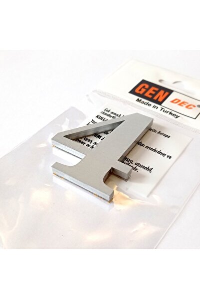 7 Cm No=4 Adhesive Metallic Grey Door Number