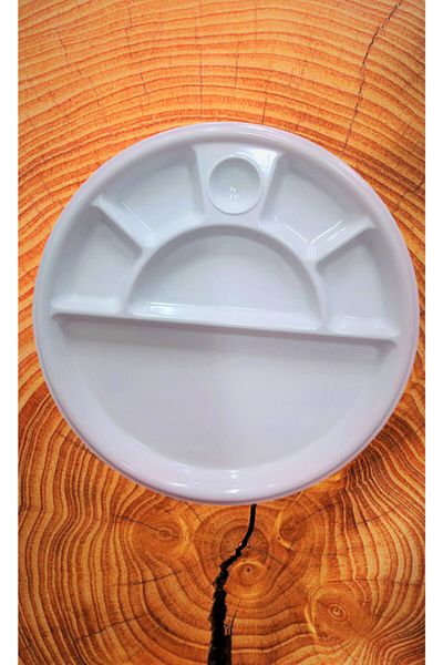 Evren Round Compartment Thermo Melamine Breakfast Plate 30 cm 6 Compartments