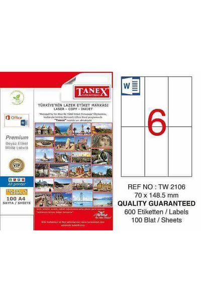 Tanex Tw-2106 Laser Label 70x148 Mm Tw2106las10100