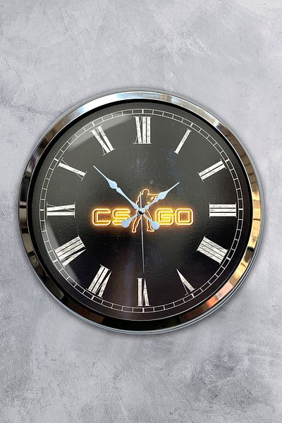 Kasva Concept Gift 40 cm Chrome Metal Csgo Wall Clock