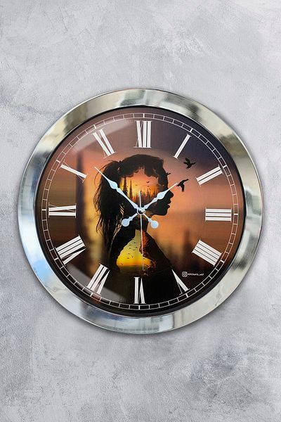 Kasva Concept Gift 36 cm Chrome Metal Naturalism Wall Clock