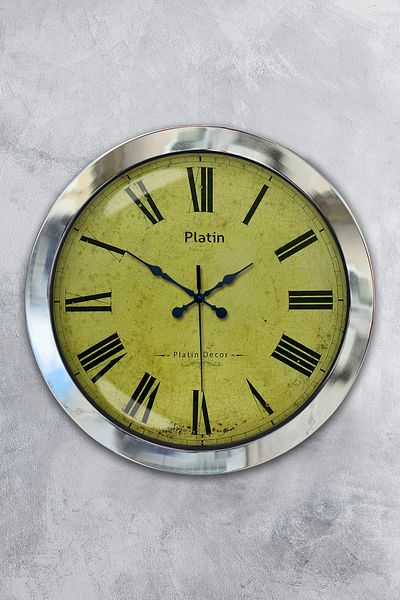 Kasva Concept Gift 36 cm Chrome Metal Roman Numeral Wall Clock