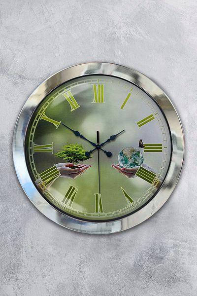 Kasva Concept Δώρο Ρολόι τοίχου με θέμα το Chrome Metal Climate 36 cm