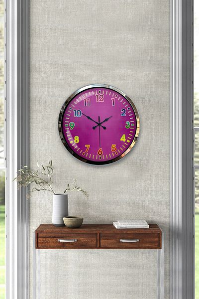 Kasva Concept 40 cm Chrome Metal Colorful Number Wall Clock