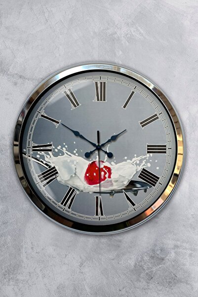 Platin Saat ساعة حائط للمطبخ معدن كروم مقاس 40 سم