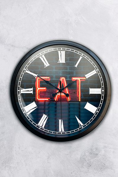 Kasva Concept Gift 40 cm Black Metal Eat Wall Clock