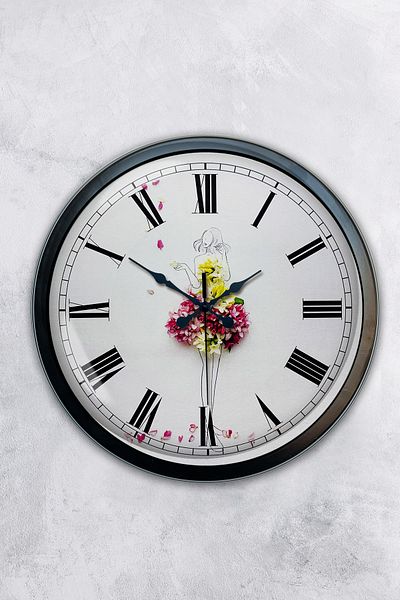 Kasva Concept Gift 40 cm Black Metal Ballerina Wall Clock