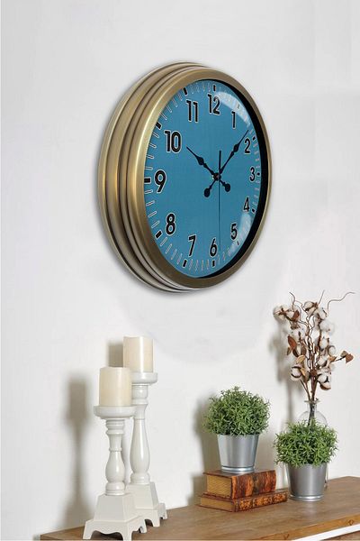Kasva Concept 40 cm Antique Metal Blue Wall Clock