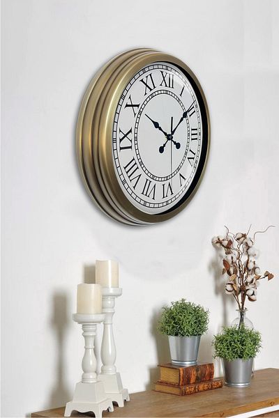Kasva Concept 40 cm Antique Metal Roman Numeral Wall Clock