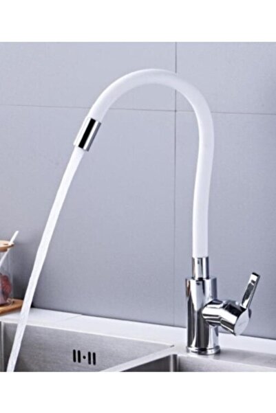 ARMİLLA ARMATÜR Beyaz Silikon Hareketli Borulu Lüx Mutfak Eviye Musluğu Çeşme...