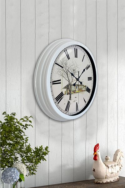 Kasva Concept 40 cm White Metal Vintage Home Wall Clock
