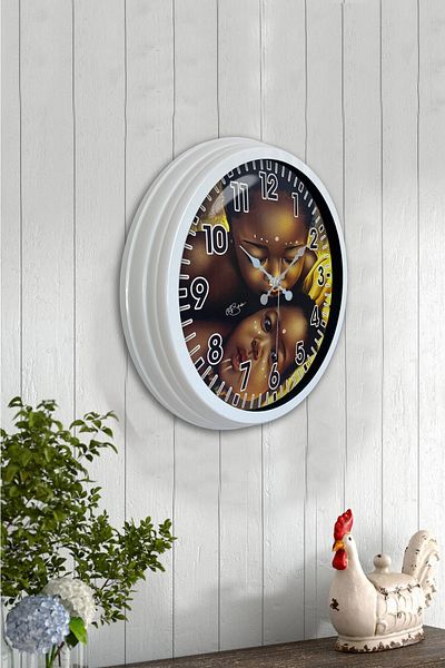 Kasva Concept 40 cm White Metal African Child Wall Clock