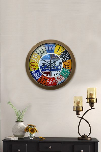 Kasva Concept 36 cm Tumbled Metal Mexicano Wall Clock