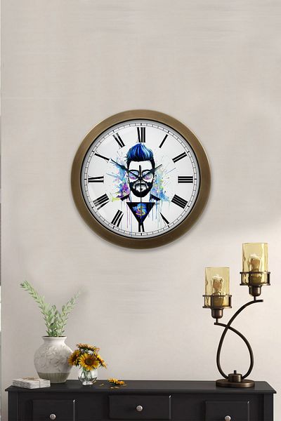 Kasva Concept Gift 36 cm Antique Metal Character Wall Clock