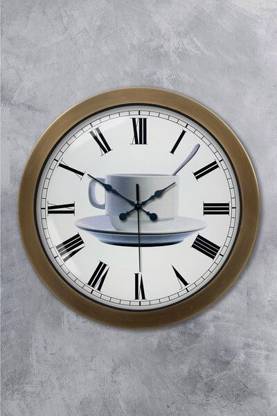 Platin Saat هدية ساعة حائط معدنية بنية عتيقة مقاس 36 سم