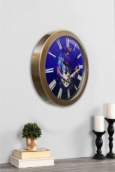 Kasva Concept 36 cm Antique Metal Guitarist Wall Clock