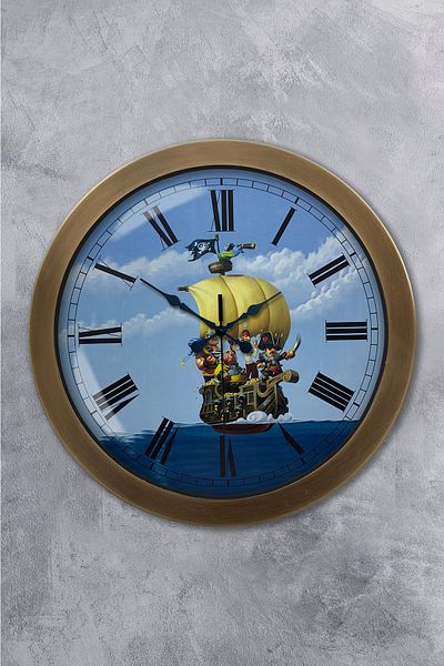 Kasva Concept Gift 36 cm Antique Metal Pirate Tourism Wall Clock