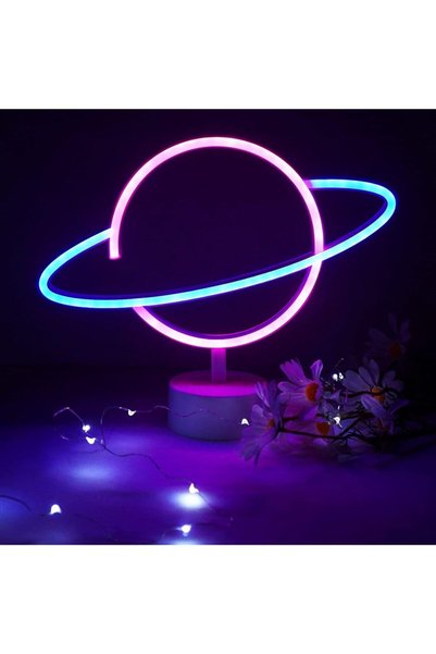 epazzar Renkli Saturn Gezegen Lamba Pilli Planet Neon Led Işık