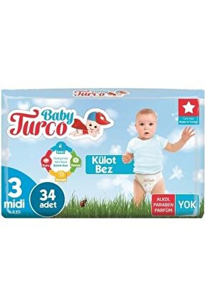 Baby Turco Kulot Bebek Bezi Jumbo Beden 3 5 9kg Midi 34 Adet Fiyati Yorumlari Trendyol