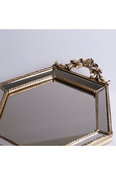 Selim Hexagonal Mirrored Tray Gold