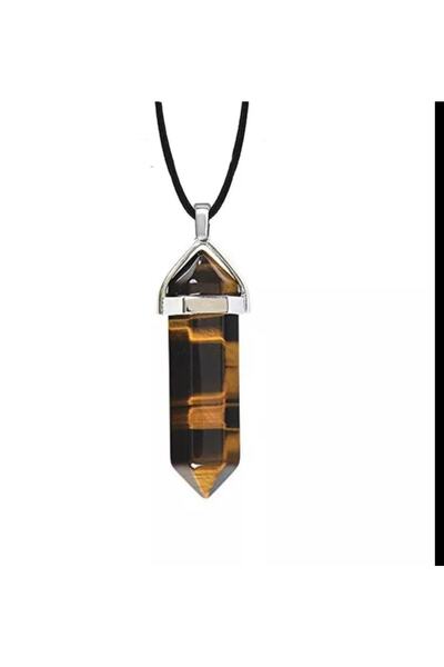 Gena stone Tiger Eye Natural Stone Pandule Necklace - Nail Model Natural Stone Necklace - Cord String Necklace