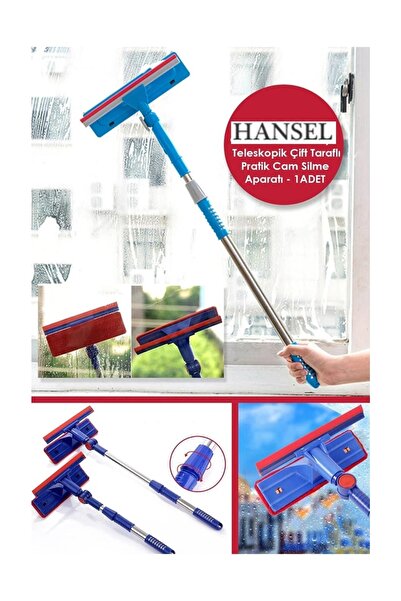 Hansel Teleskopik Çift Taraflı Pratik Cam Silme Aparatı Cam Silme Mopu