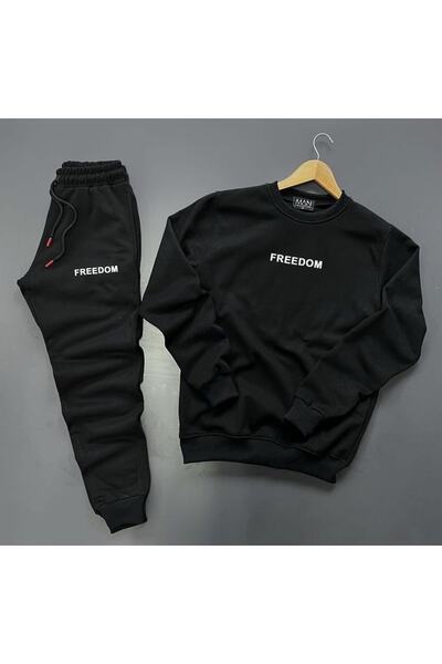 TROVE Ανδρικό σετ φόρμας Freedom Printed Crew Neck - 3 Νήματα, Πλήρης Χειμερι...