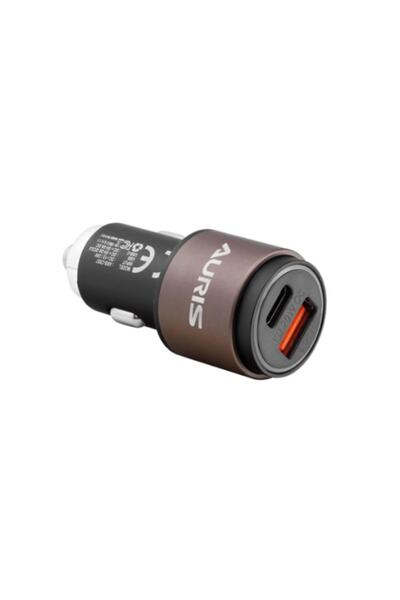 USIDE Aurıs Araç Içi Metal Oto Şarj Başlığı (ÇAKMAKLIK) 3a/45w Pd Usb-c Giriş...