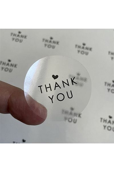 anka design - Transparent Sticker -Thank You- (4 Cm) 48 Pieces -