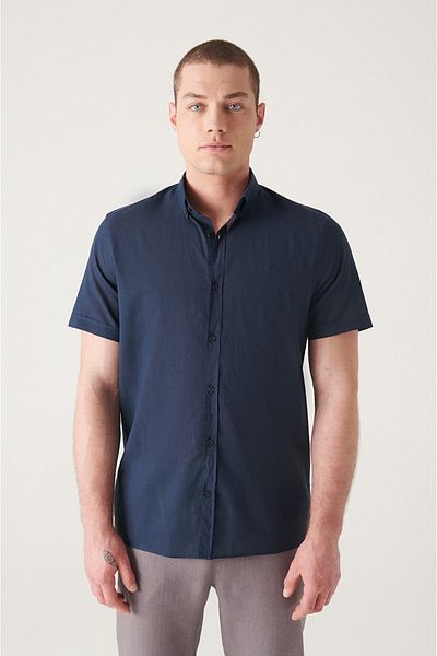Avva Hemd - Dunkelblau - Regular Fit