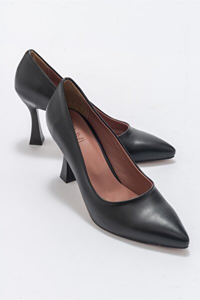 LuviShoes Pantofi de damă compatibili cu pielea neagră 620 cu toc