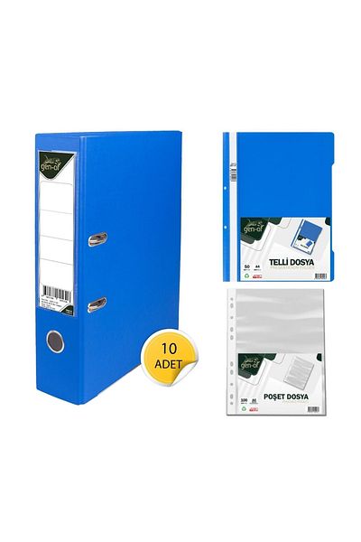 Gen-Of Wide Blue Folder 10-Piece Ring Binder Blue 50-Piece Bag Binder 100-Piece Filing Set