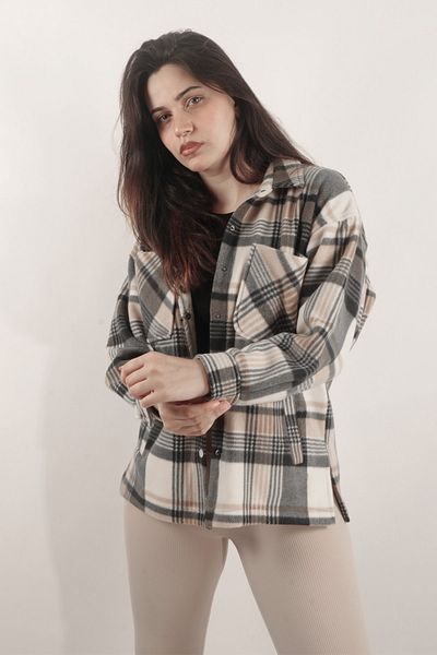 VERA LİFE Women's Snap Detailed Lumberjack Shirt Jacket