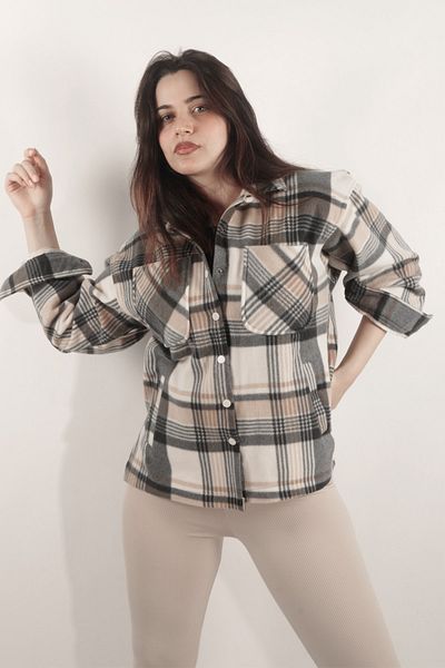 VERA LİFE Women's Snap Detailed Lumberjack Shirt Jacket