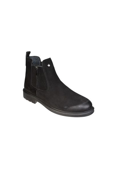 M.P. M.p Men's Genuine Leather Black Nubuck Plush Inside Elastic Zippered Chelsea Boots