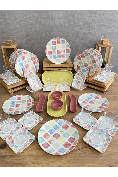 Keramika Set Breakfast Colors 46 Pieces for 12 People