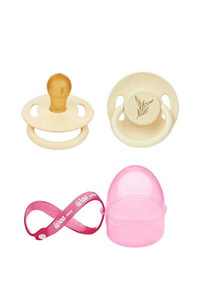 Wee Baby حاوية تخزين اللهاية + مجموعة لهاية ذات طرف مطاطي نقي