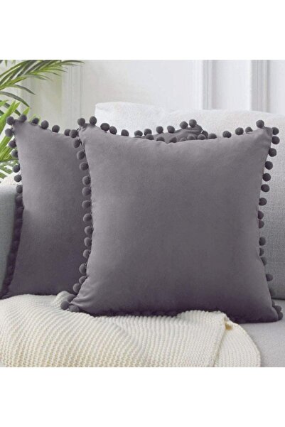 Bc Home Gri 4 Adet Ponponlu Kırlent Kılıfı 2 Adet 43 X 43 Cm ,2 Adet 30 X 50 Cm