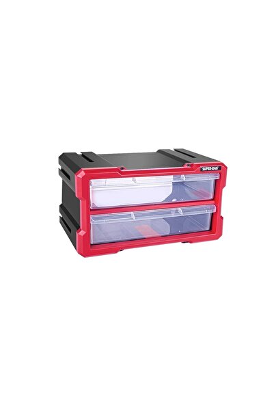Süper Bag Tekreyonda Modüler Monoblok 2 Çekmece Seti Hobi Boncuk Vida Dübel Avadanlık Organizer Asr6012