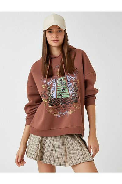 Koton 3wal10472ık Women's Sweat Brown