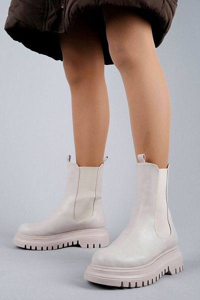 Lal Shoes & Bags Cizme de damă Darian cu detalii din cauciuc-crem