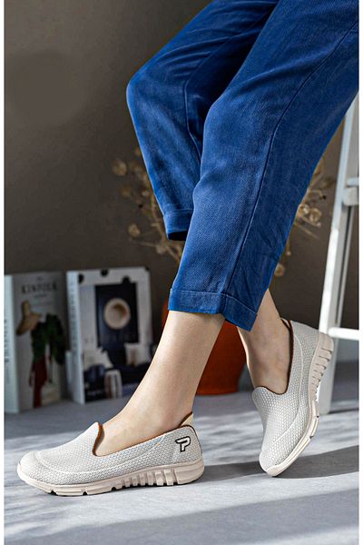 Deripabuc Beige Women's Sports Ballerina Walking Shoes Dp23-0201
