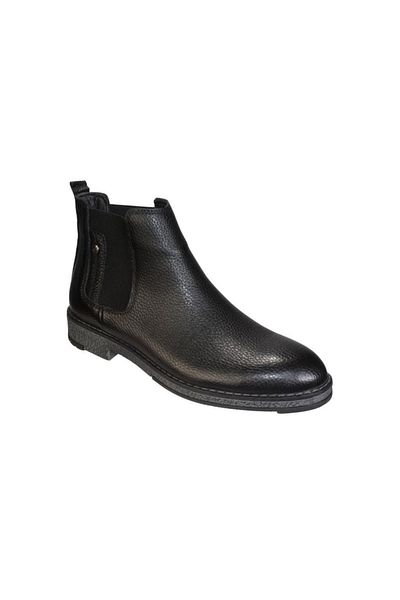 M.P. M.p Men's Genuine Leather Black Leather Inner Elastic Chelsea Boots
