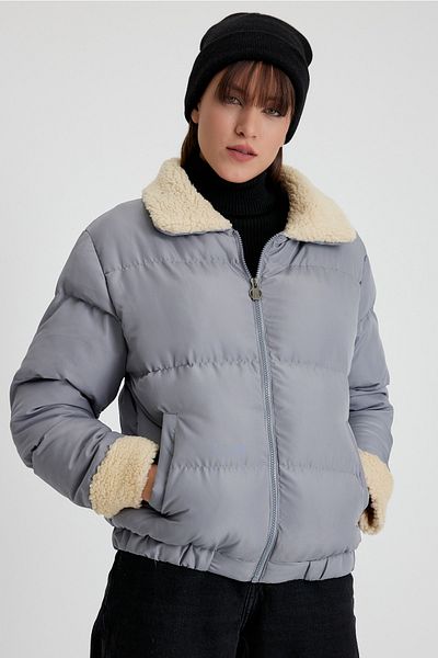 Weyeze Palton puf cu guler de blană Ad-k50433lnw