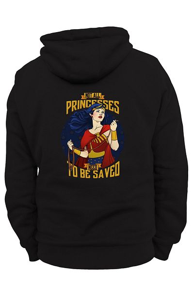 remonz Wonder Woman Back Print, 100% βαμβάκι, 3 κλωστές. Ανυψωμένο, Fleece Εσωτερικά, Πολύ Χοντρό Hoodie