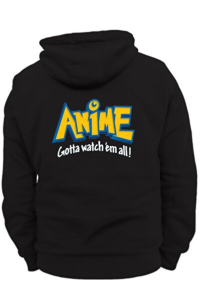 remonz Anime Text Back Printed, 100% βαμβάκι, 3 κλωστές. Ανυψωμένο, Πλήρως Fleece Εσωτερικά, Πολύ Χοντρό Hoodie